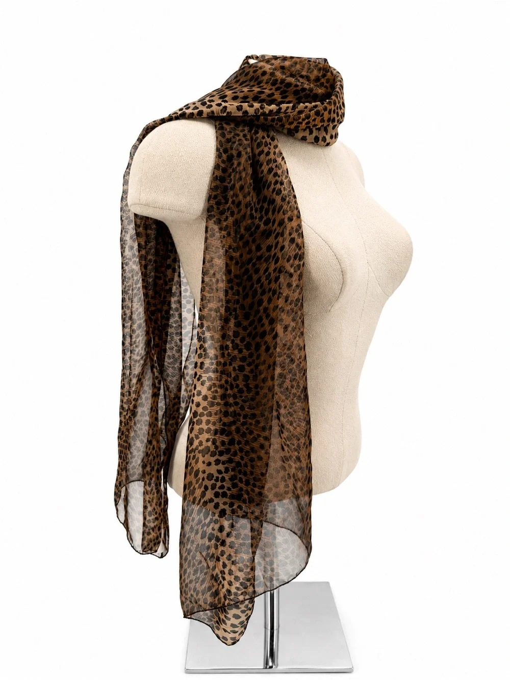 Unbranded Cheetah Print Black & Brown Scarf Accessory Flowy Animal Print